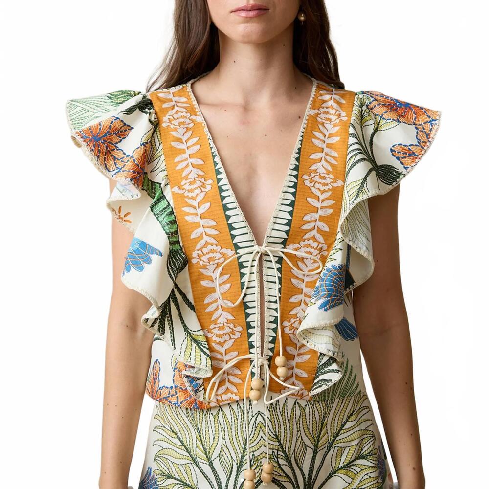 NEW AYLAYA medellin v-neck top in paradise bird